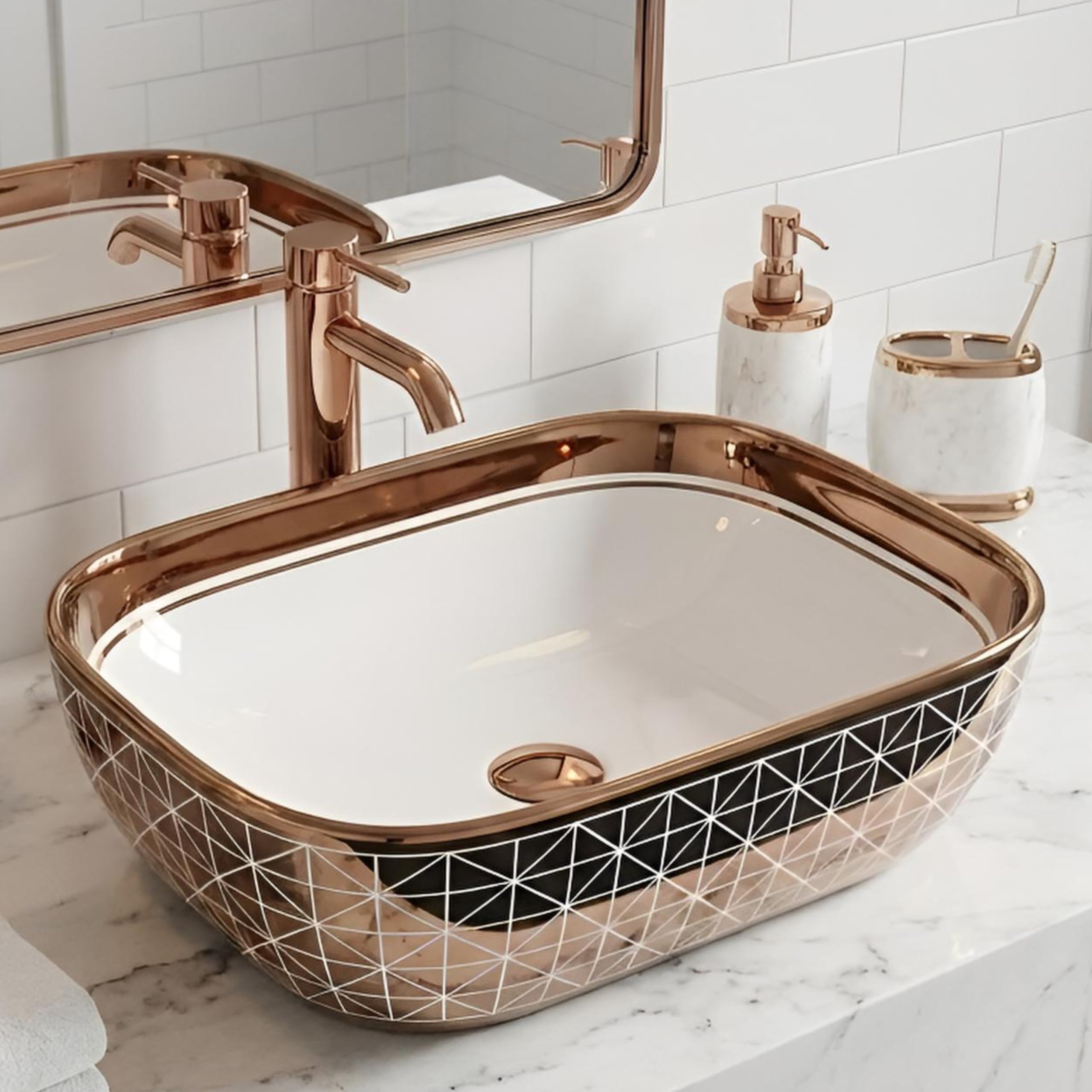 BASSINO Table Top Wash Basin - Glossy Blue & Gold -8 BASSINO Table Top Wash Basin - Glossy Blue & Gold -8