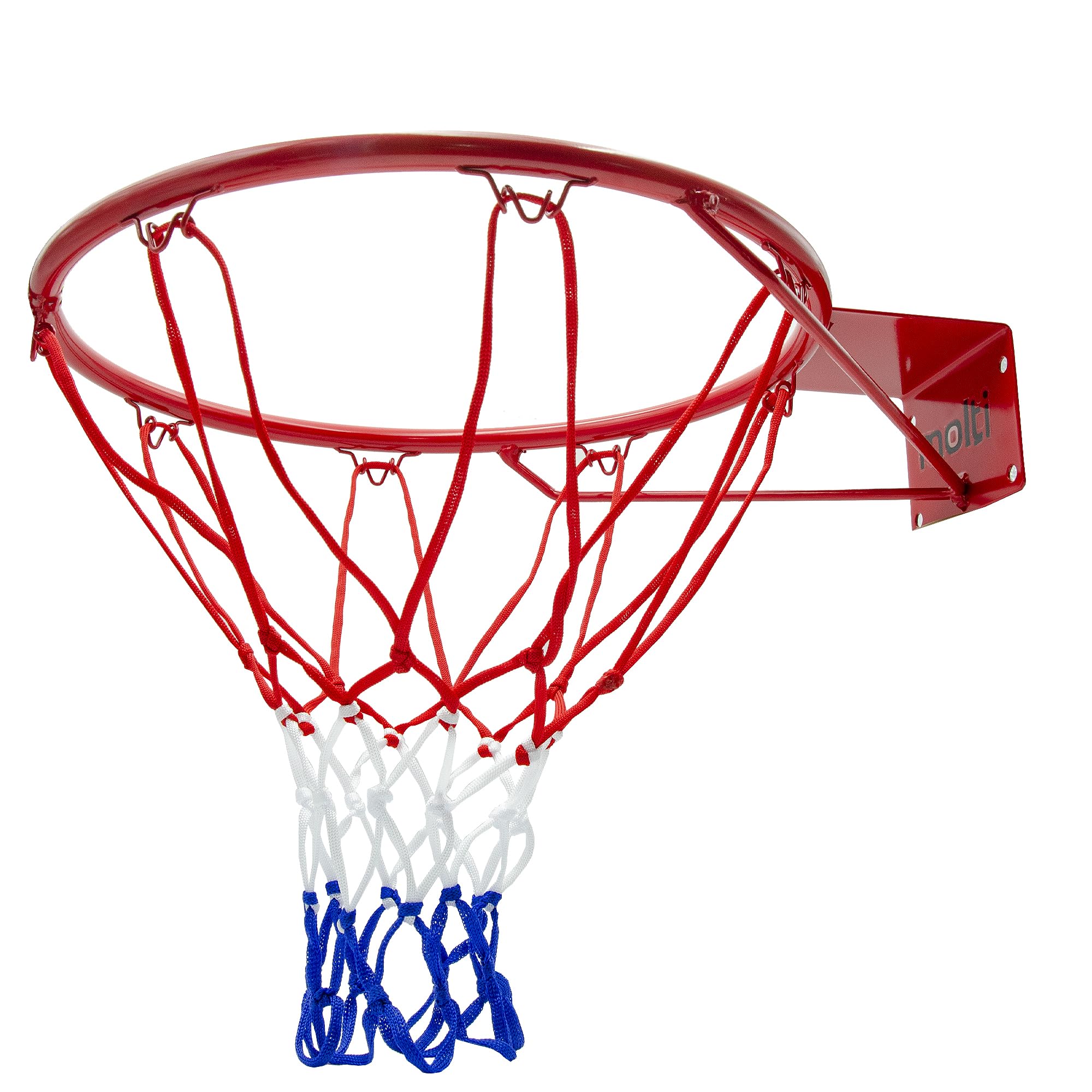 molti HangRing Basketbalring, diameter 45 cm, 37 cm, set met bal, basketbalkorf, basketbalnet en bevestigingsschroeven, basketbalspel, teamsport, binnen en buiten, rood, 37 cm