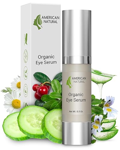 American Natural - Suero para ojos para bolsas hinchadas debajo de los ojos (0.5 onzas), removedor de círculos oscuros con extracto orgánico de