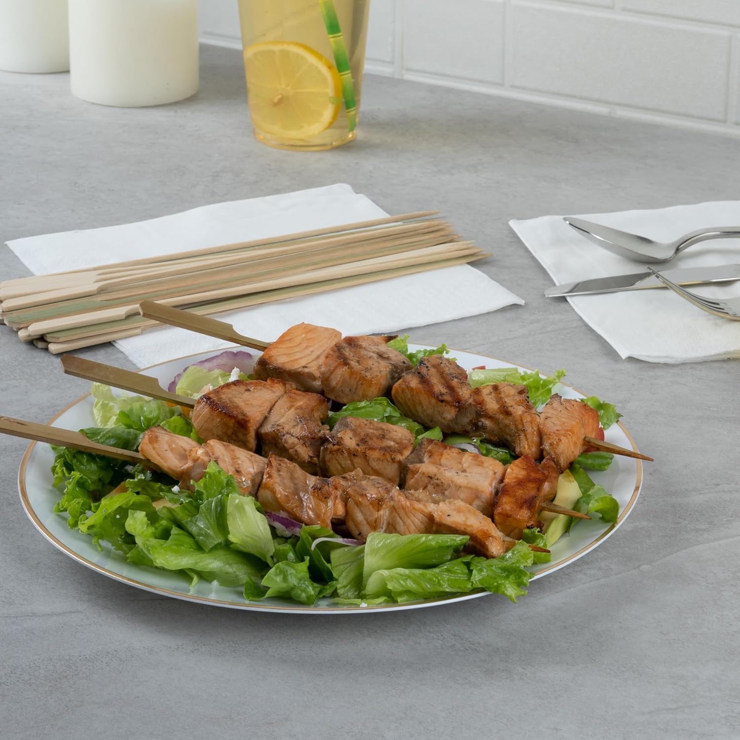 Restaurantware-10 Inch Paddle Bamboo Skewers, 1000 Disposable Bamboo Food Picks - Sturdy, Paddle Head, Bamboo Decorative Picks, Sustainable, For Serving Appetizers And Cocktail Garnishes