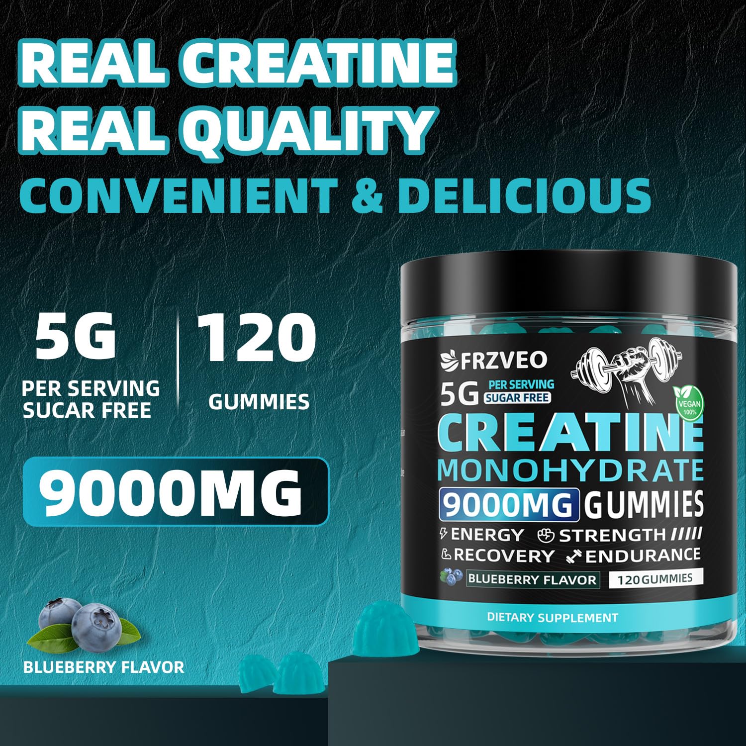 Creatine Monohydrate Gummies 9000mg for Men & Women, Potent Creatine Supplement 5g Chewables Creatine Per Serving, Pre-Workout Gummies for Enhanced Strength, Energy & Muscle Growth - 120 Count — Amazon image 5