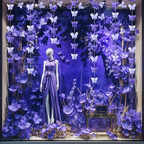 Miniatura 9 de LITAUS, Guirnaldas colgantes de mariposa de papel morado 3D - Juego de 4  Decoraciones de cumpleaños de mariposa  Decoraciones de mariposa para baby