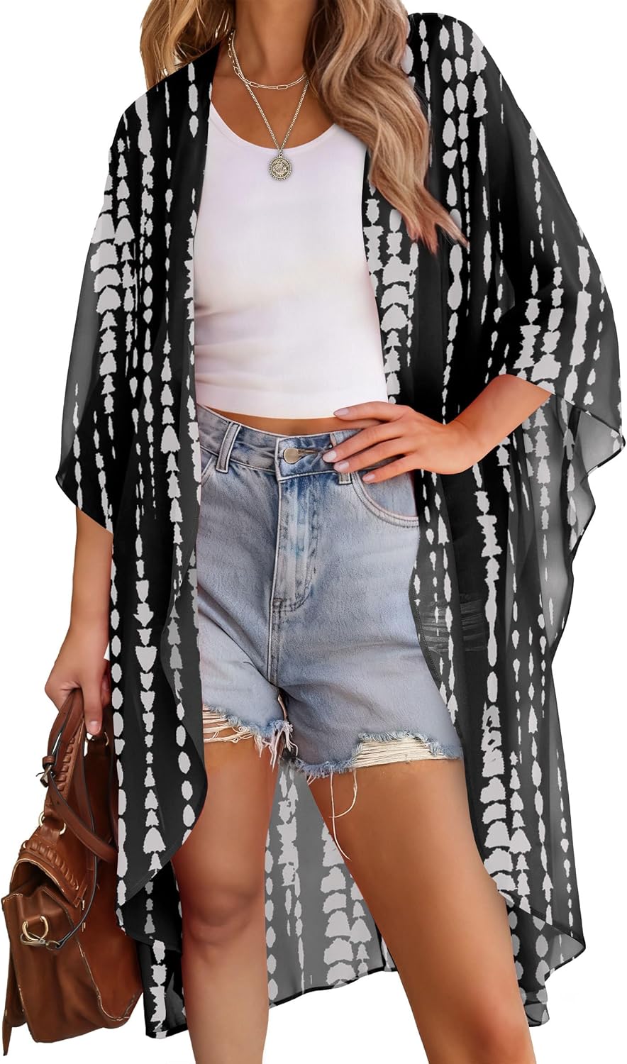 Ofeefan kimonos for women swimsuit coverup beach casual loose cardigans