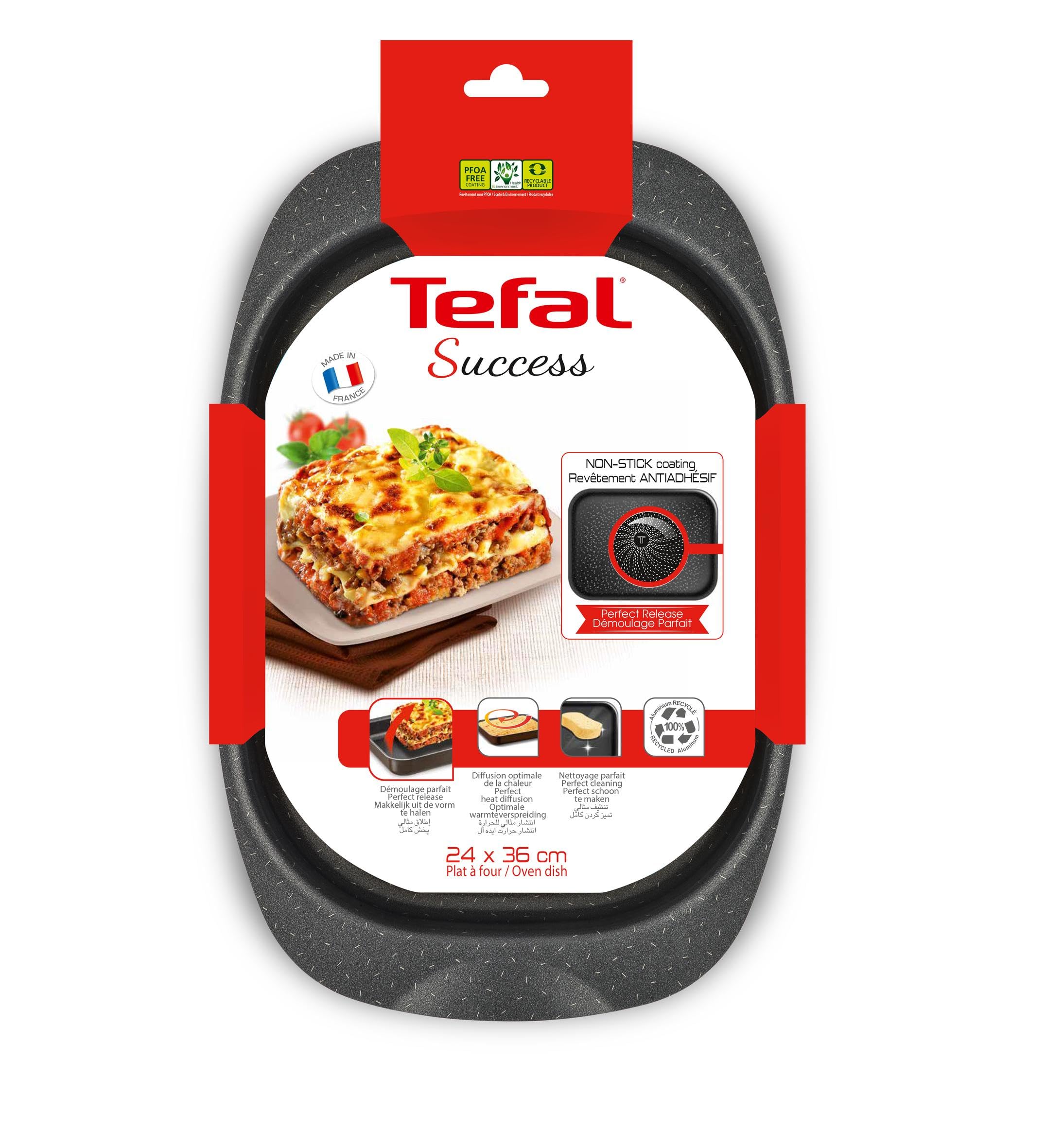 Tefal J1601502 Success Plat à Gratin Aluminium Noir 42,5 x 24 x 5,5 cm