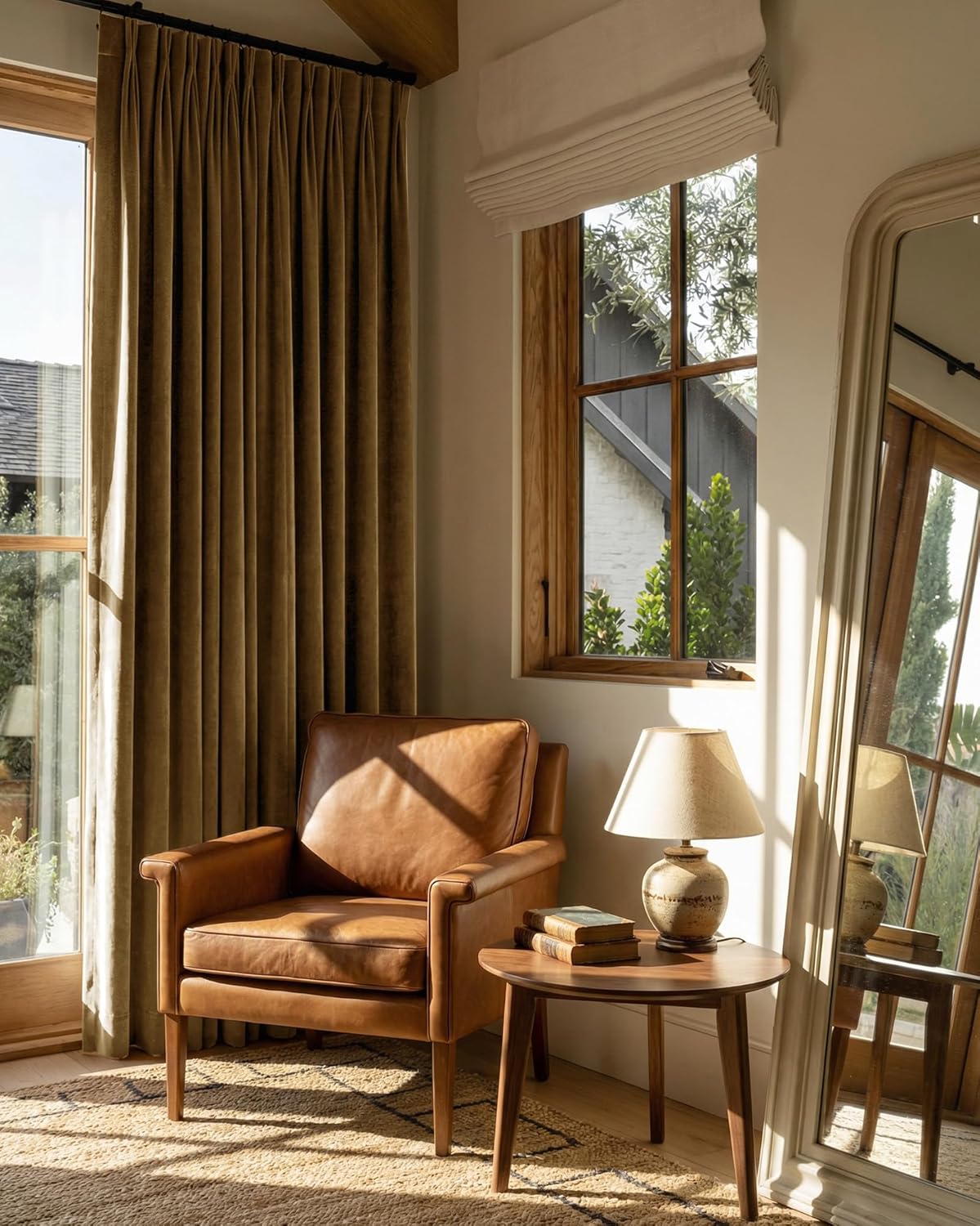 StangH Gold Brown Velvet Curtains for Sliding Door, Super Soft Pinch Pleat Room Darkening Drapes Back Tab Energy Efficient Window Treatments for Home Office, W40 x L84, 2 Panels