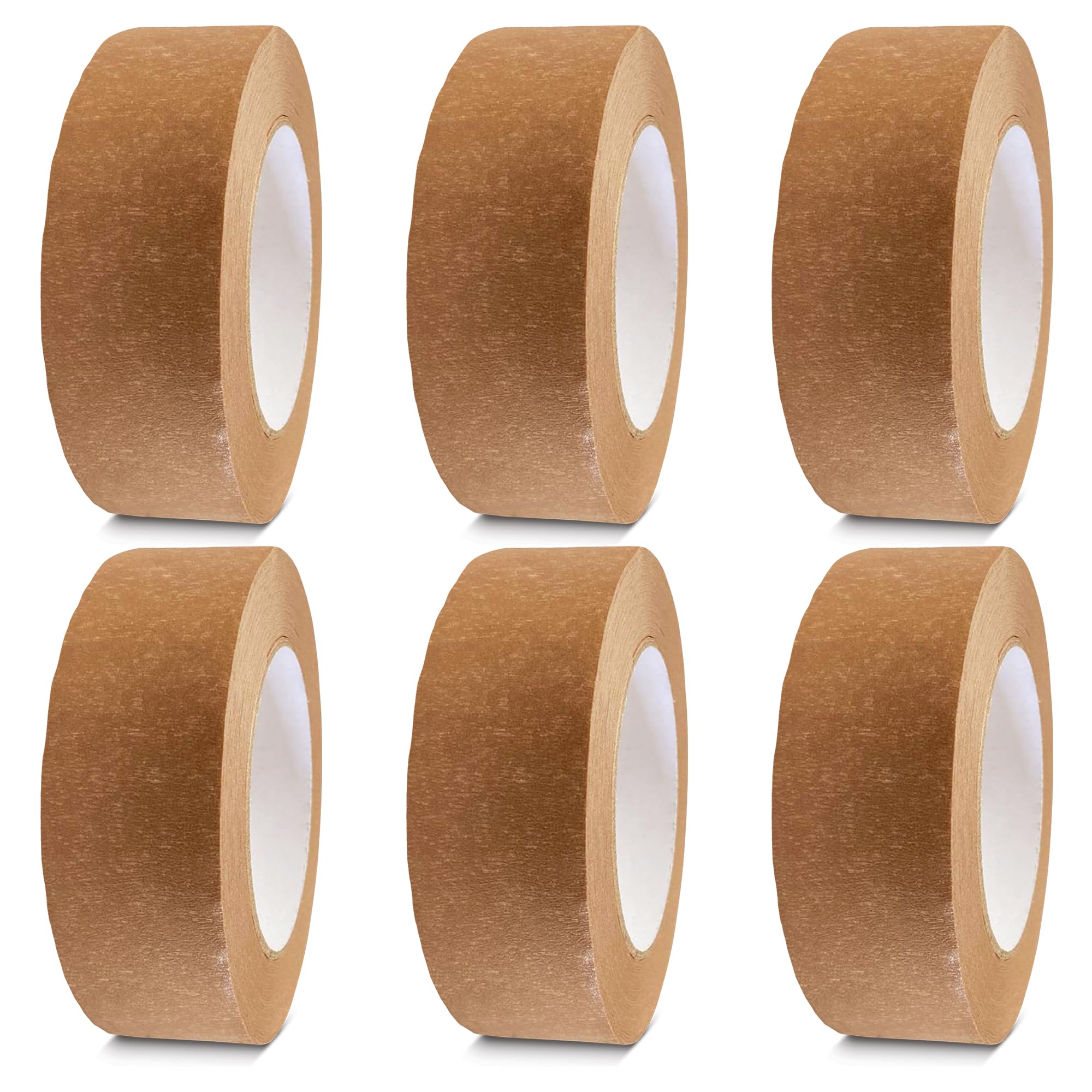 G4GOODS® 6 Rolls of 38mm x 50m Kraft Paper Tape Self Adhesive Brown Paper Tape 100% Recyclable Parcel Tape Roll Ideal for Sealing Moving Boxes & Sustainable Packaging Solutions