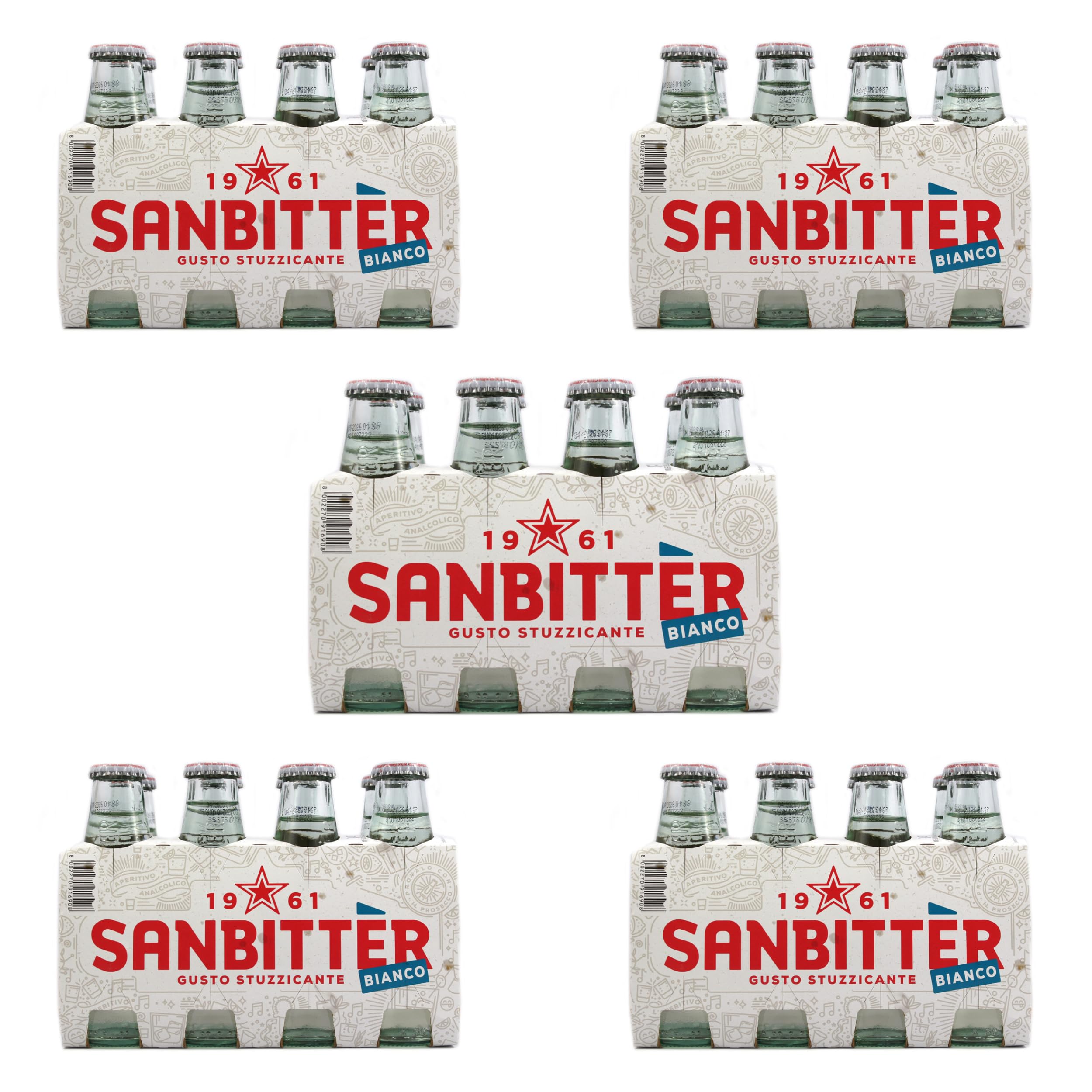 San Pellegrino Sanbitter Bianco 10cl x 40 | Bitter Bianco Soda Frizzante in Vetro | Confezione da 40 Bottigliette in vetro da 100ml