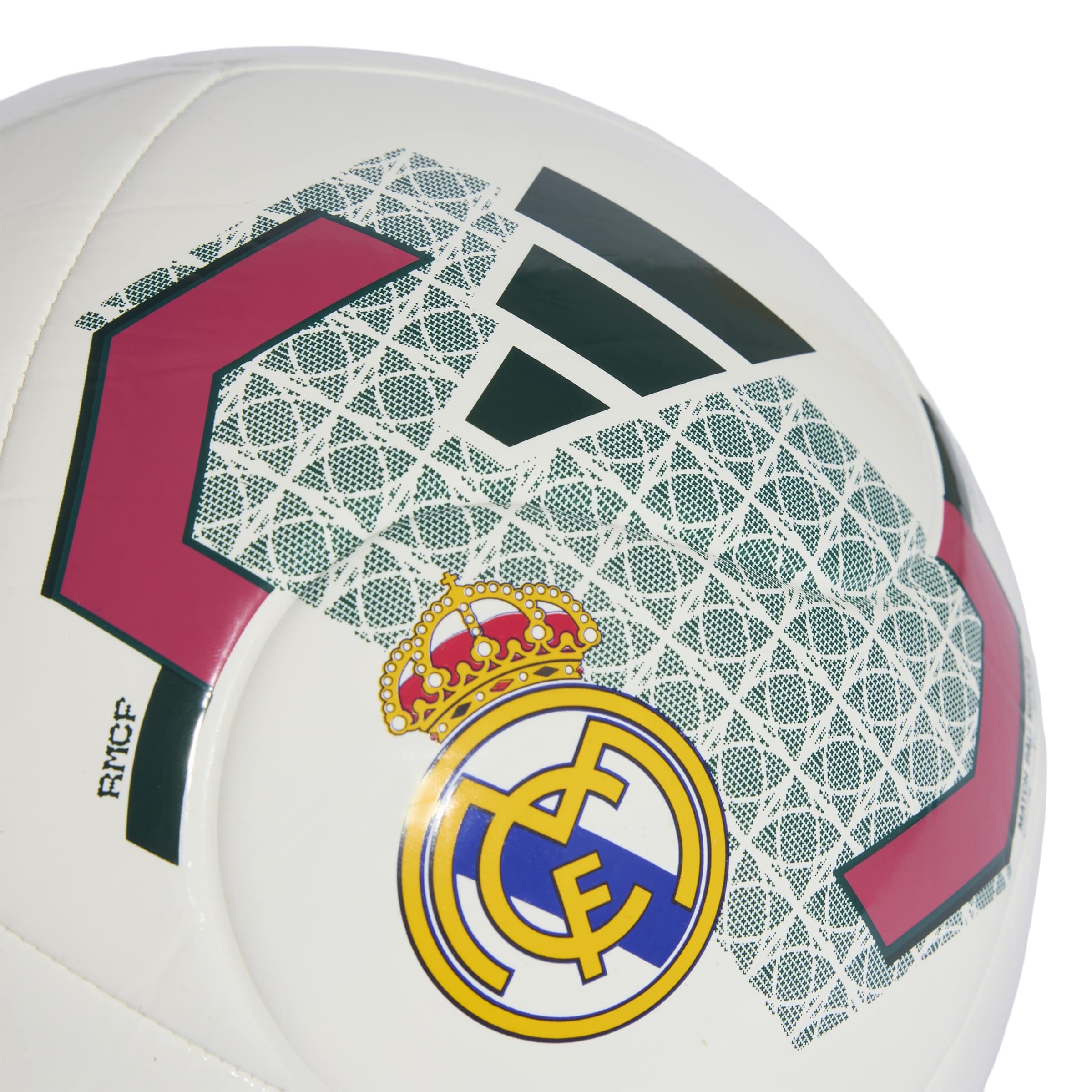 adidas Unisex - Adulto Real Madrid Home Club Recreation Ball, white/aurora ivy, 5