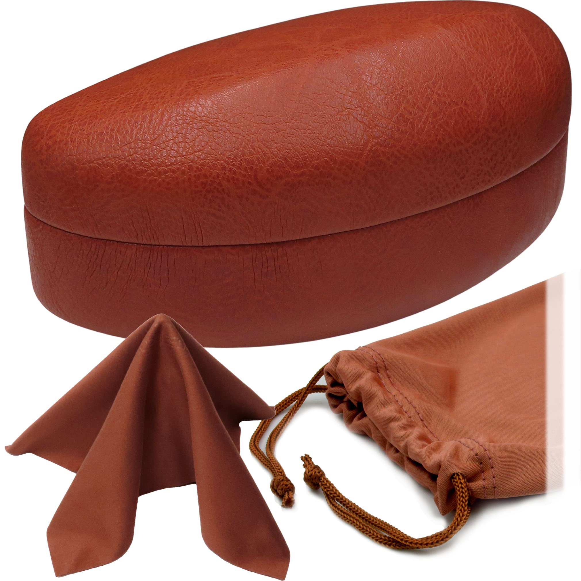 MyEyeglassCase - Large Sunglasses Case - Glasses Holder with Pouch &amp; Cloth - Eyeglass Hard shell Medium - Extra Large frames