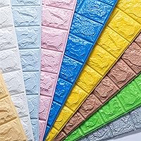 Vista 2 de Melairya Paneles de pared 3D para decoración de paredes interiores, paneles de pared con textura de espuma 3D, 20 piezas de papel tapiz autoadhesivo