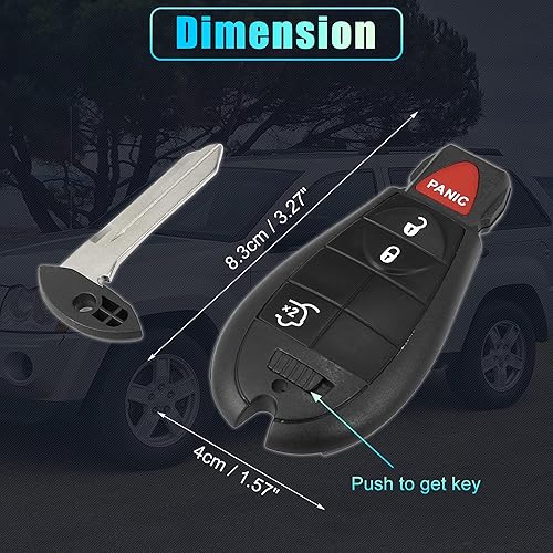 Miniatura 6 de X AUTOHAUX Llavero remoto de entrada sin llave M3N5WY783X 433Mhz para Jeep Grand Cherokee 2008-2010 para Commander 08-10 4 botones con llave de