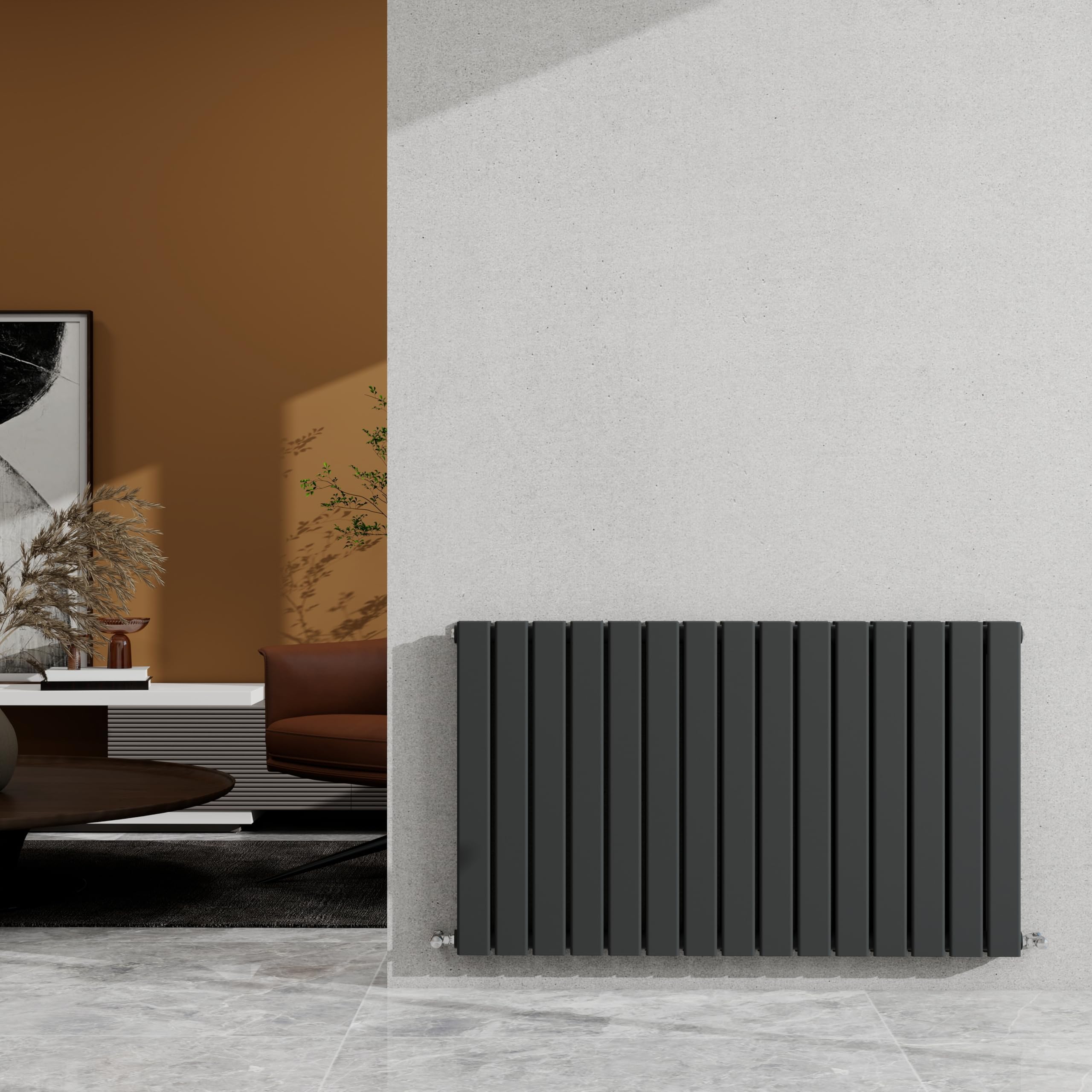 SKY Bathroom 600×1020mm Anthracite Horizontal Designer Radiator Double Panel Modern Central Heating Flat Panel Rad 4600 BTU
