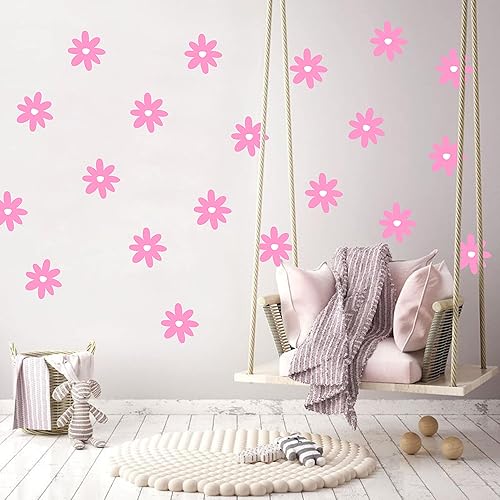 Miniatura 3 de Calcomanías de pared de flores de margaritas, calcomanía de vinilo para sala de estar, calcomanía de pared colorida para habitación de los niños,