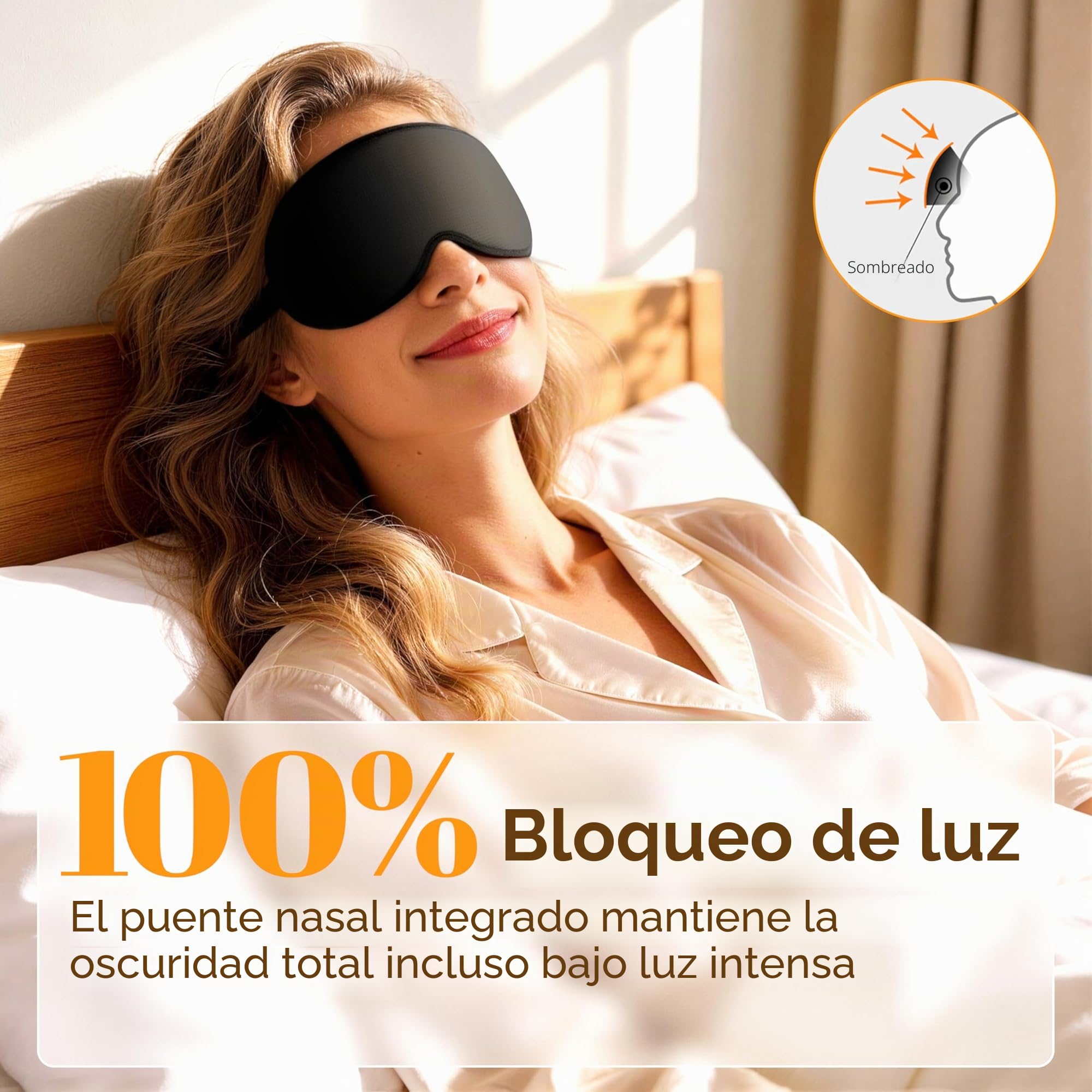 Gritin Anti-Luz Antifaz para Dormir para Mujer y Hombre, 3D Máscara Ultrasuave y Cómoda Adjustable, Diseño Ergonómico, Sin Presión Ocular Adecuado para Dormir de Lado, Ideal para Dormir y Viajar