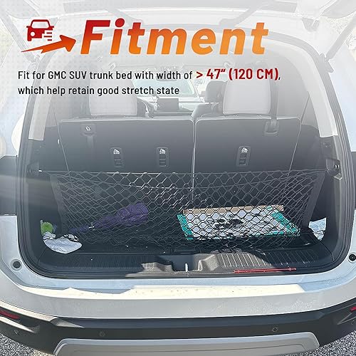 Vista 4 de RED WOLF Red de carga estilo sobre para GMC Yukon Savana Cadillac Escalade Buick Enclave 2006-2022, red de comestibles, organizador de malla