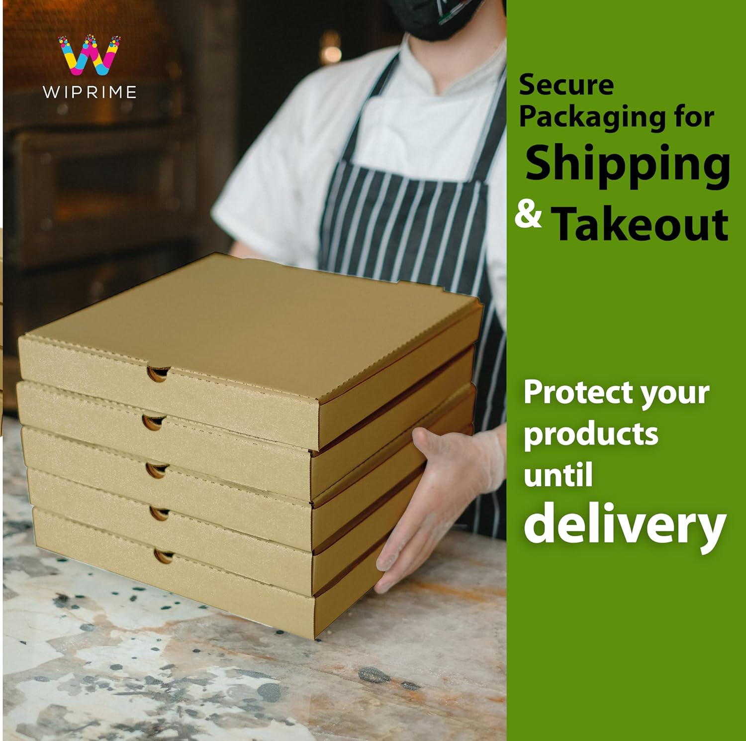 12 x 12 x 2 Inches Kraft Brown Pizza Boxes - 50 Pack | Heavy-Duty E-Flute Corrugated White Cardboard Pizza Boxes | Easy to Assemble, Customizable Ideal for Takeout Pizza Delivery