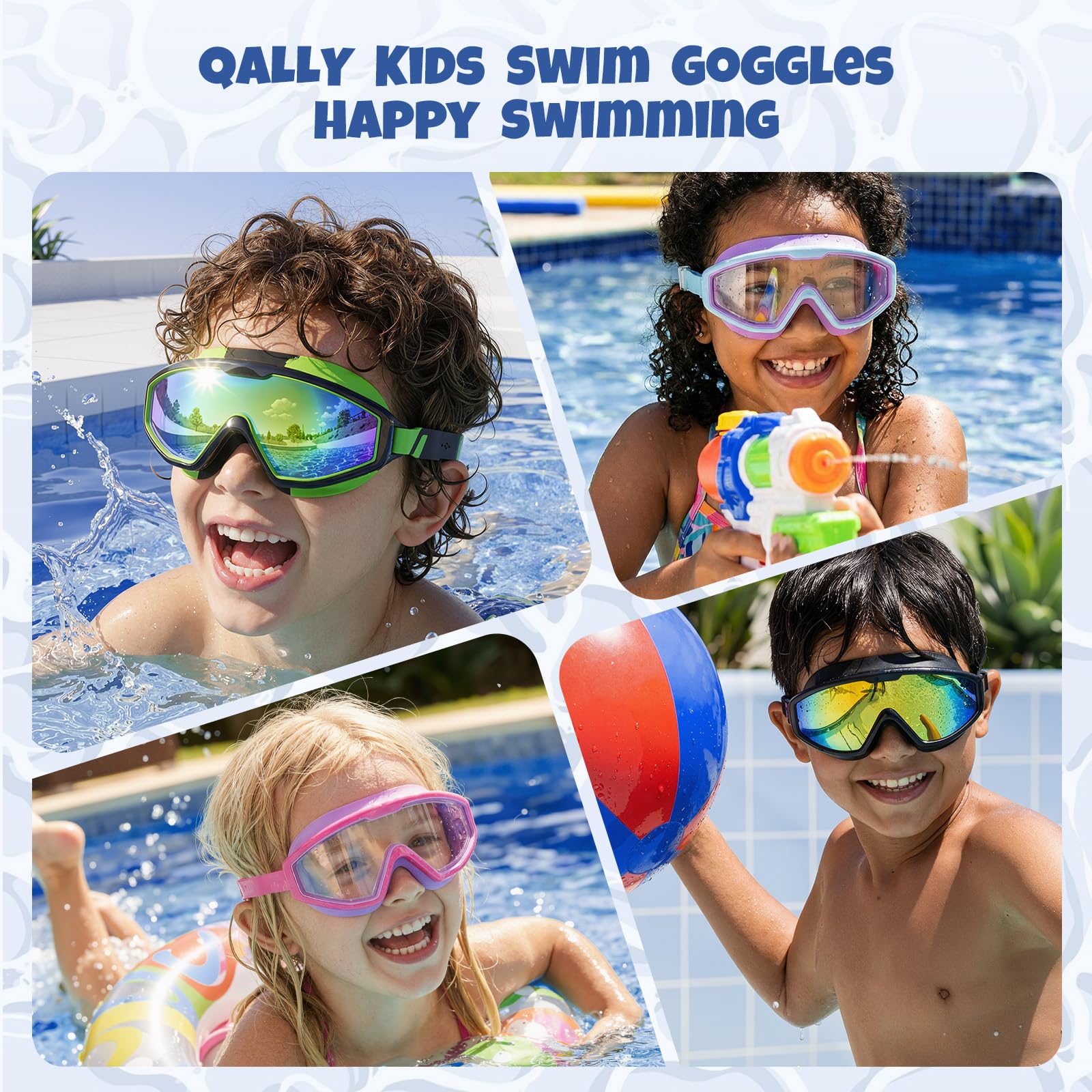 Kids Goggles Alter 4-16, Anti-Fog UV 180°Clear View Kids Schwimmbrille, 3 Pack Schwimmbrillen Wasserdichte Schwimmbrille