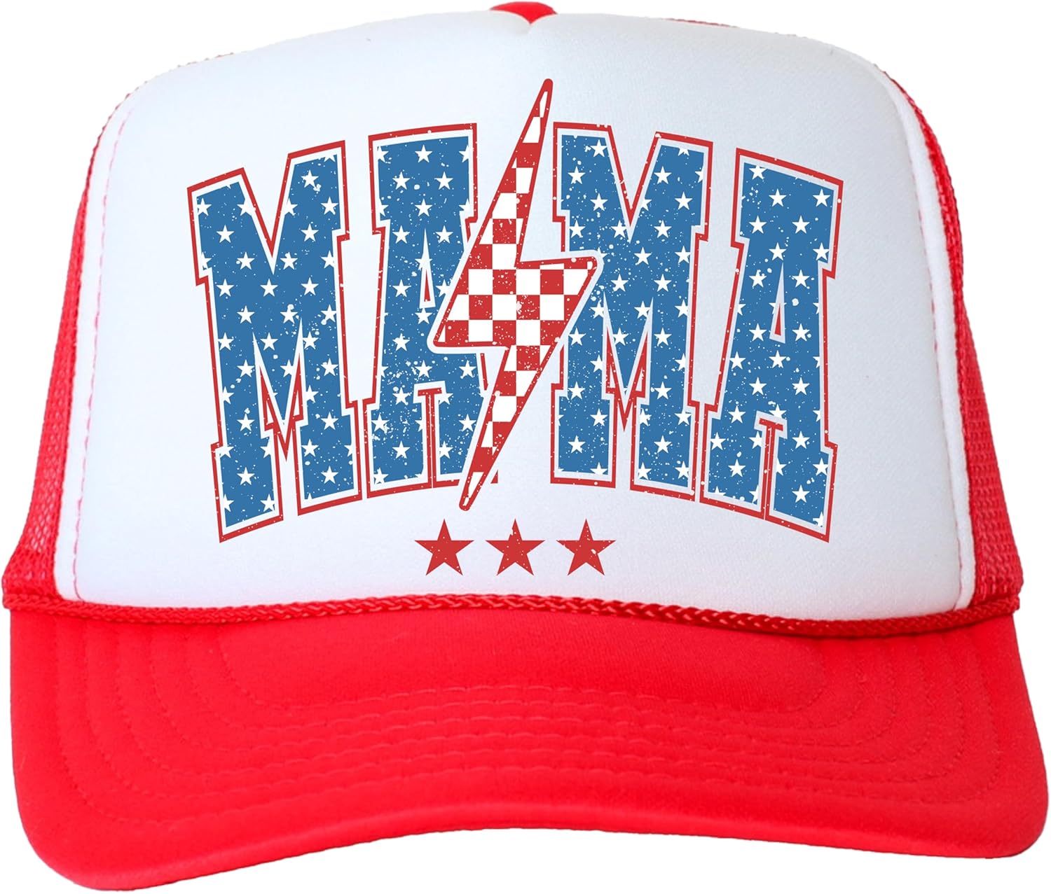 American MAMA Red White and Blue Classic 5 Panel Mesh Snap Back Trucker Hat