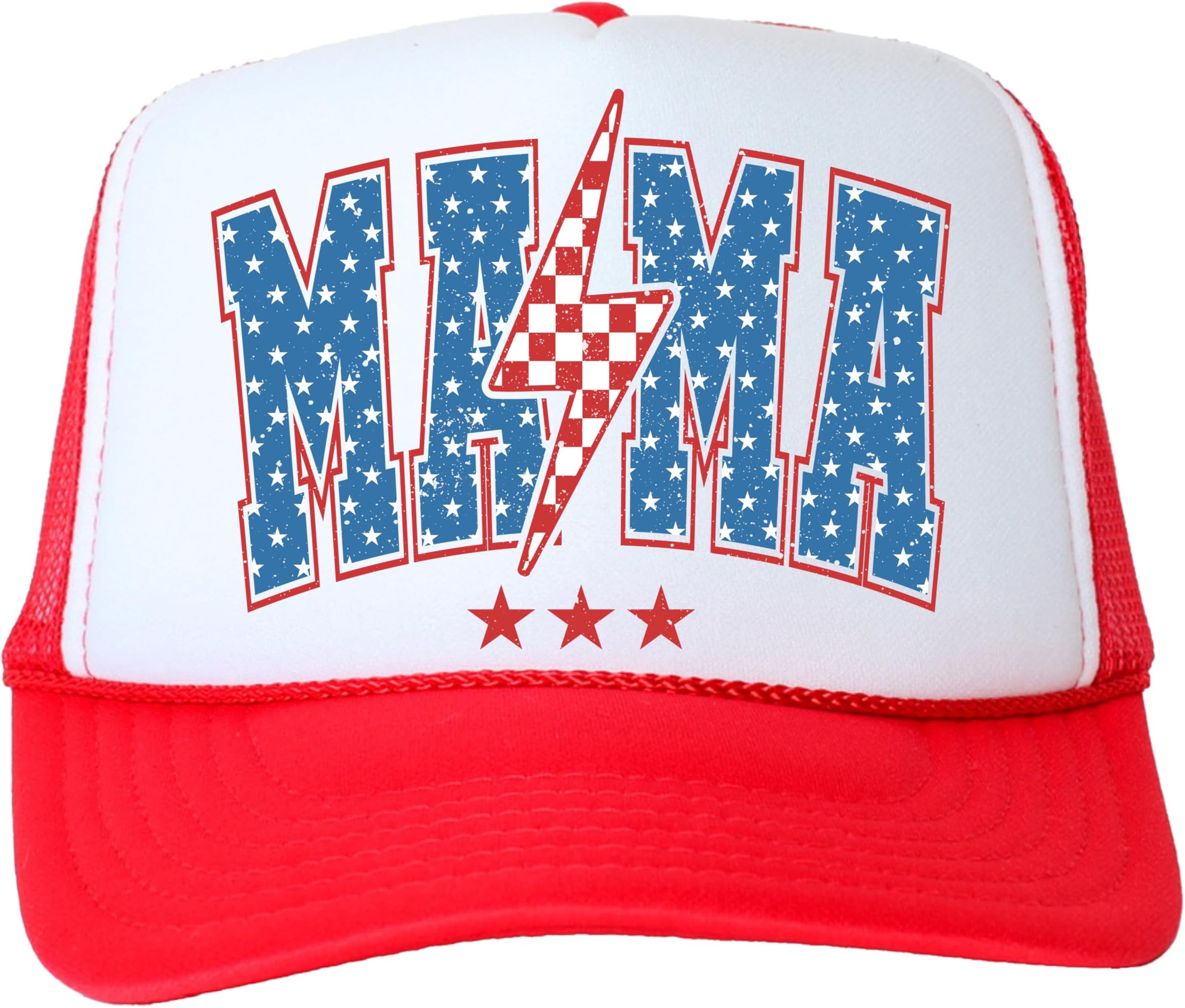 American MAMA Red White and Blue Classic 5 Panel Mesh Snap Back Trucker Hat