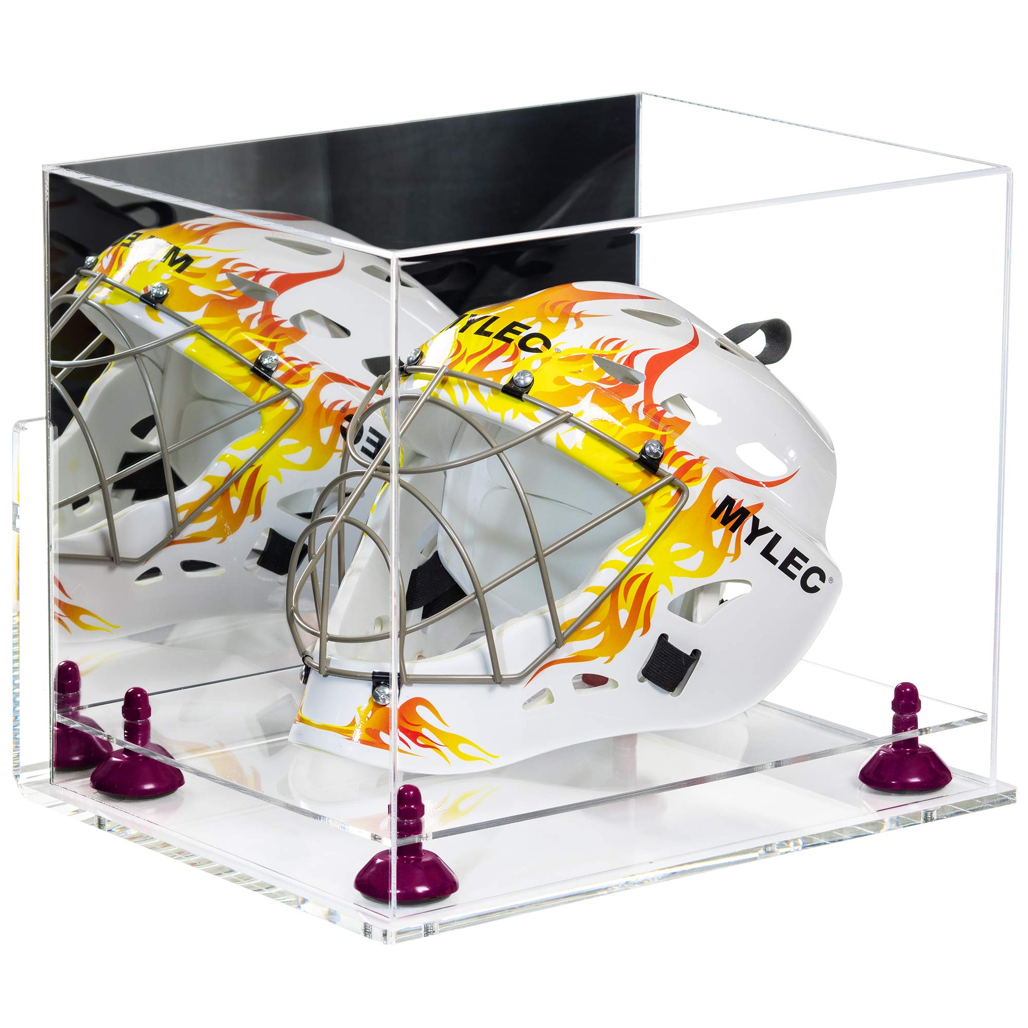 Better Display Cases Versatile Clear Acrylic Display Case - Large Rectangle Box with Mirror Case, Purple Risers, Clear Wall Mount and Clear Base 14.5