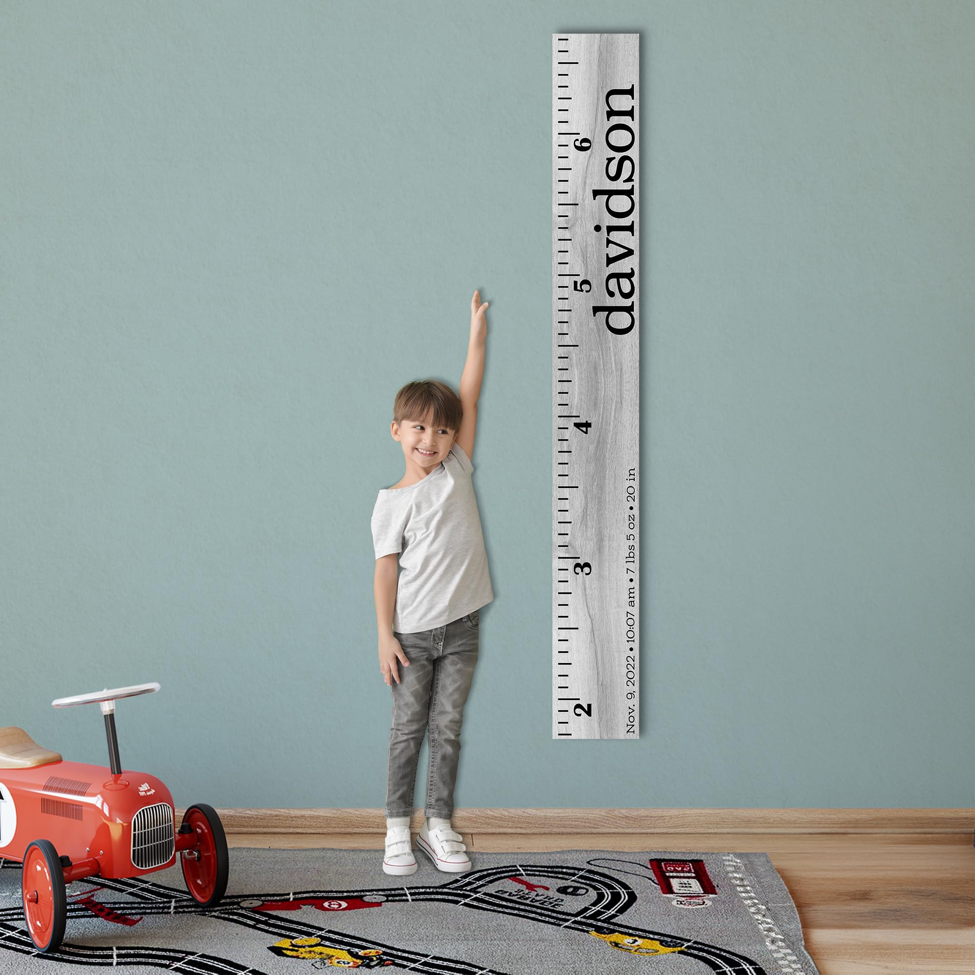 Wooden Kids Growth Height Chart Ruler for Boys and Girls Painted or Engraved (Classic Print)