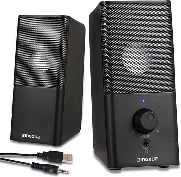 H21 Classic Computer Speakers for Desktop PC, Full Stereo Sound, USB-Powered, Gaming Speaker with 3.5mm Headphone Jack Multimedia for Laptop/Desktop/Tablets/PhoneBlack