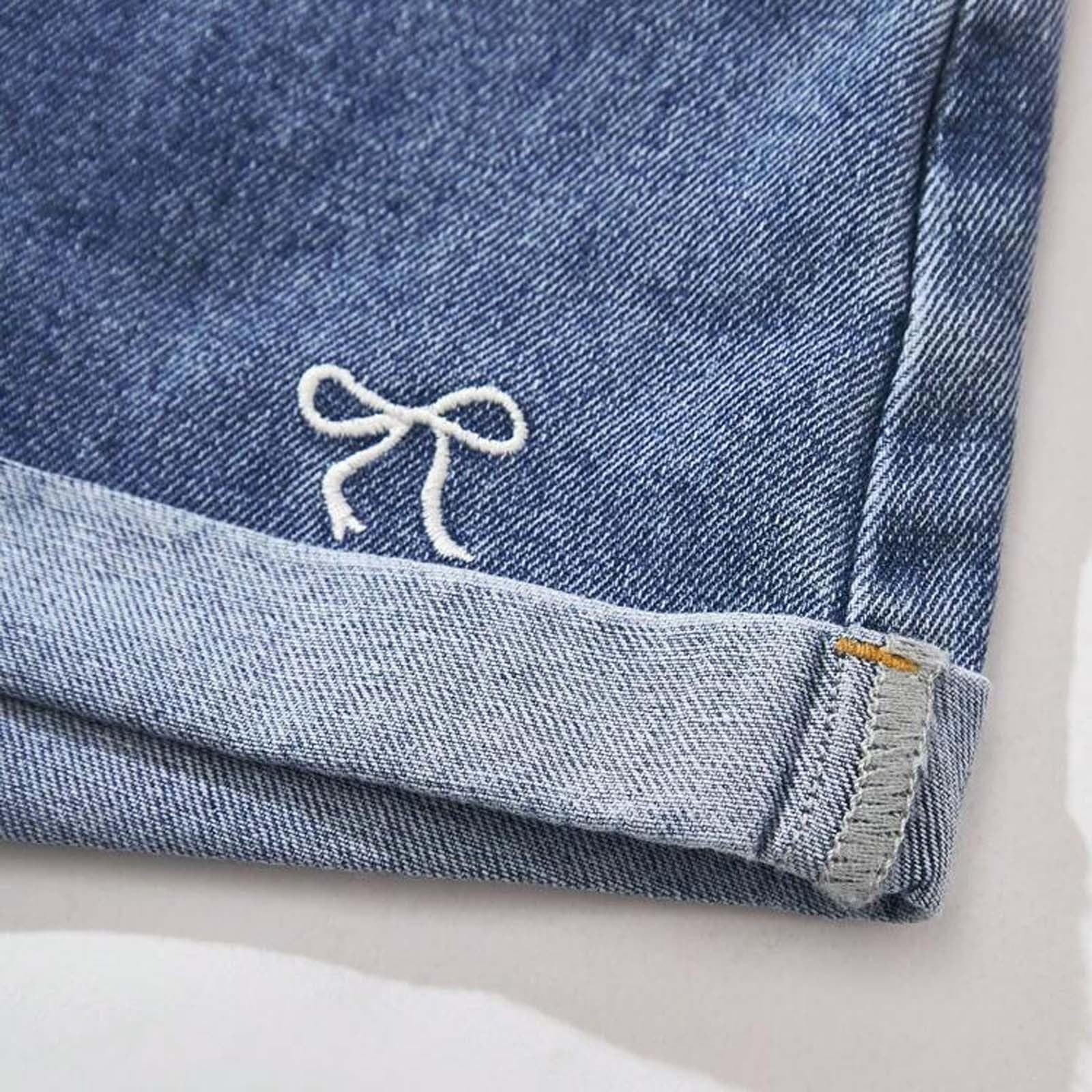 Pantalones cortos de mezclilla casuales para niñas | Pantalones cortos de verano con cintura elástica y pierna ancha para niños y adolescentes