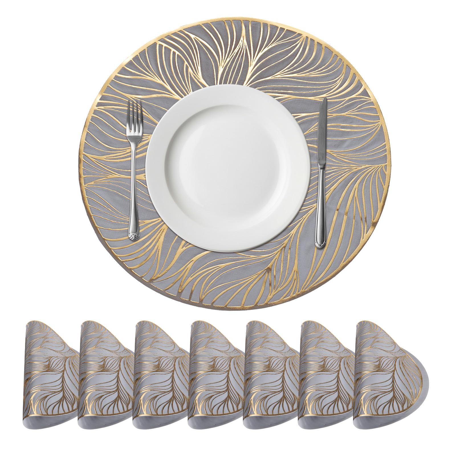 Sets de table ronds napperons polyvinyle lavables décoration table salle à manger 8x