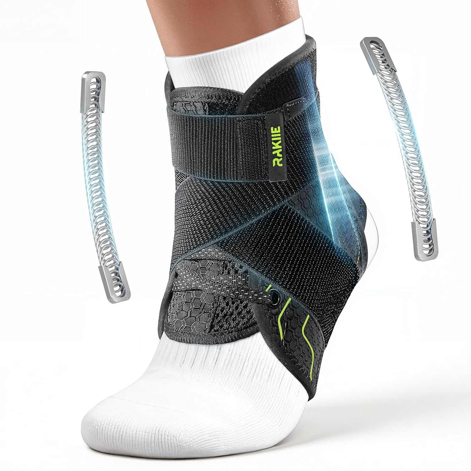 Quick Lace Up Ankle Brace with 2 Metal Support Stays, Breathable Ankle Stabilizer, Slim Fit Ankle Support Brace for Men Women, for Sprained Ankle, Sports, Injury Recovery, Size M