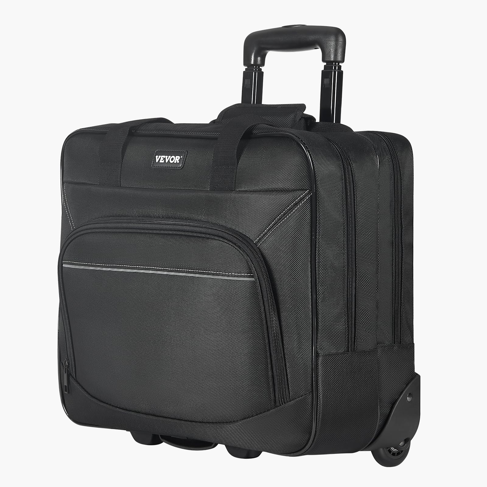 VEVOR Sac à roulettes pour Ordinateur Portable 15,6 Pouces, Mallette à roulettes pour PC, Poignée Télescopique à 4 Hauteurs, Tissu Oxford 1680D, pour Travail, Voyages d'affaires, Femmes, Hommes, Noir