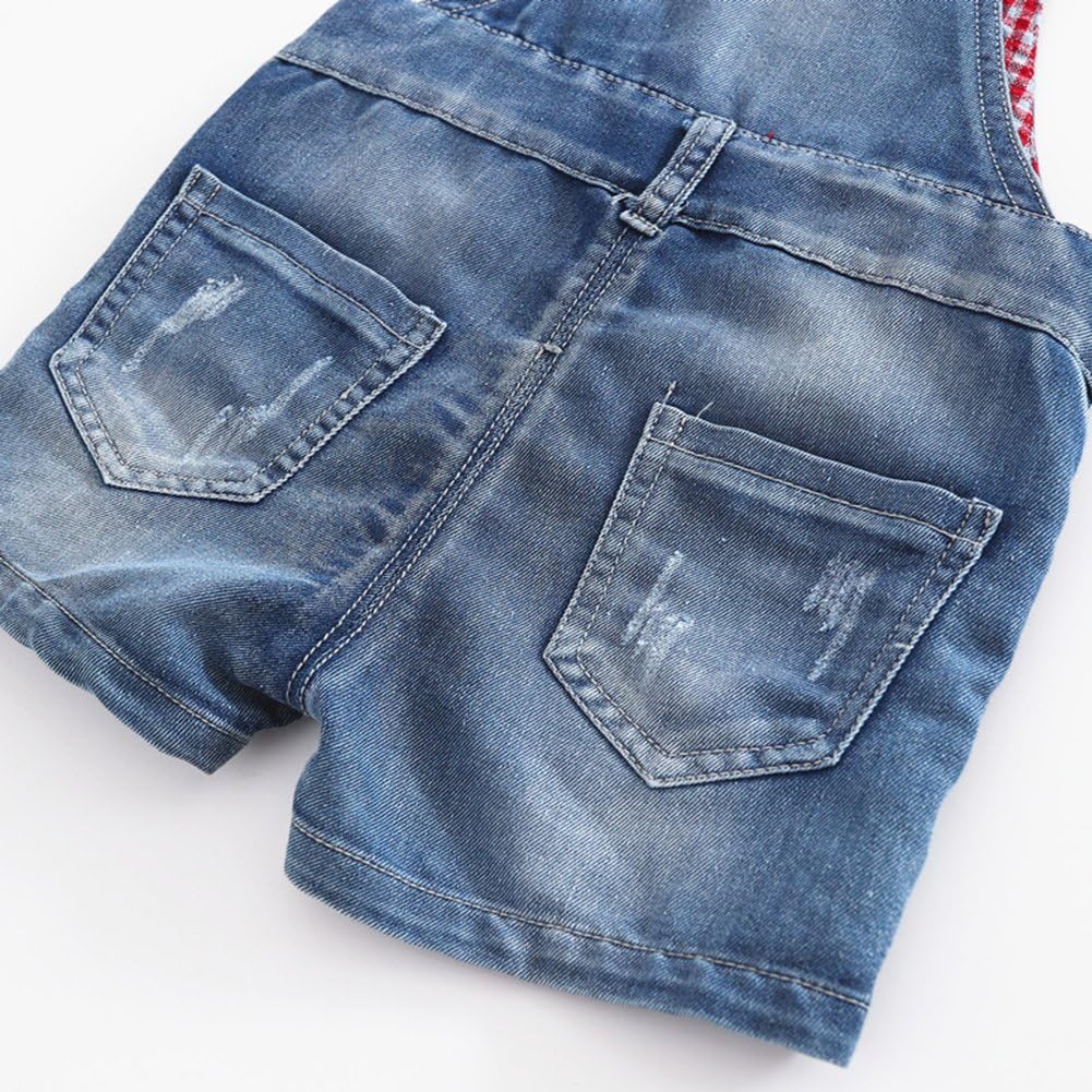 KIDSCOOL SPACE Baby Little Girl Jean Overalls,Big Ripped Denim Shortall