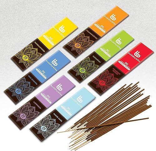 Miniatura 6 de Mecka Sacred Chakra Incienso Varillas de Regalo  140 Varillas de Incienso para Yoga, Aromaterapia y Relajación  7 aromas únicos de alineación para