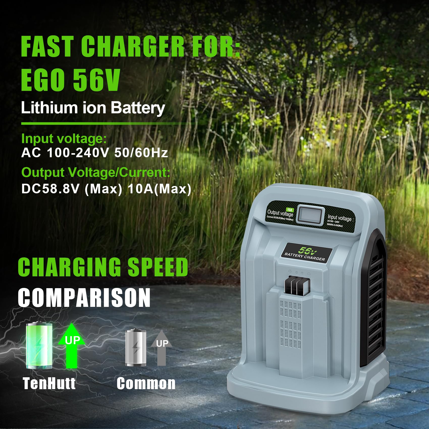 ?10A FAST CHARGER? Replacement for EGO CH5500 56V Battery Charger CH2800D/CH7000/CH2100/CH3200/CH8000, Compatible with EGO 56-Volt Power+ Lithium-ion Battery BA2800/BA4200/BA1400/BA2240/BA1120/BA4480T