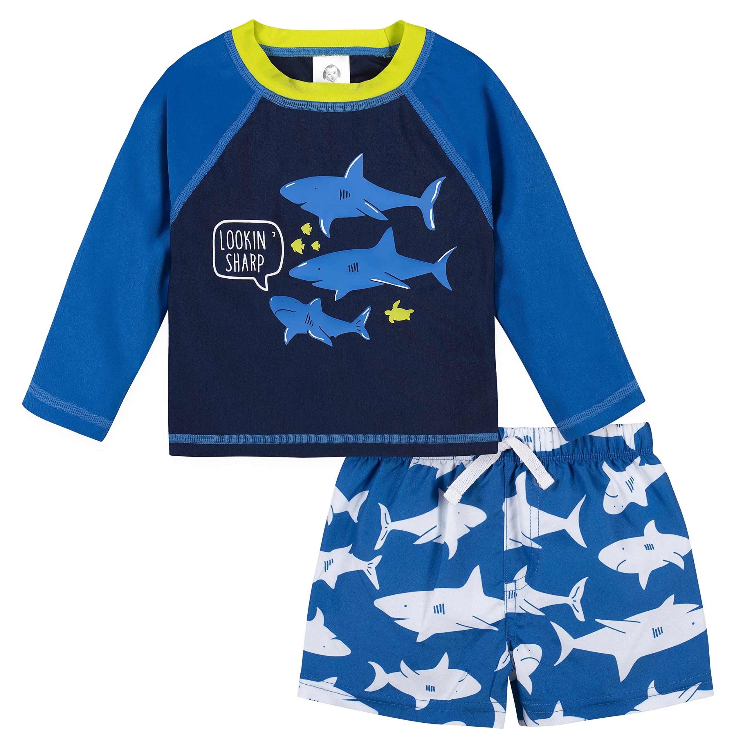 Gerber Baby &amp; Toddler Boys Long Sleeved Rashguard Swim Bathing Suit Set