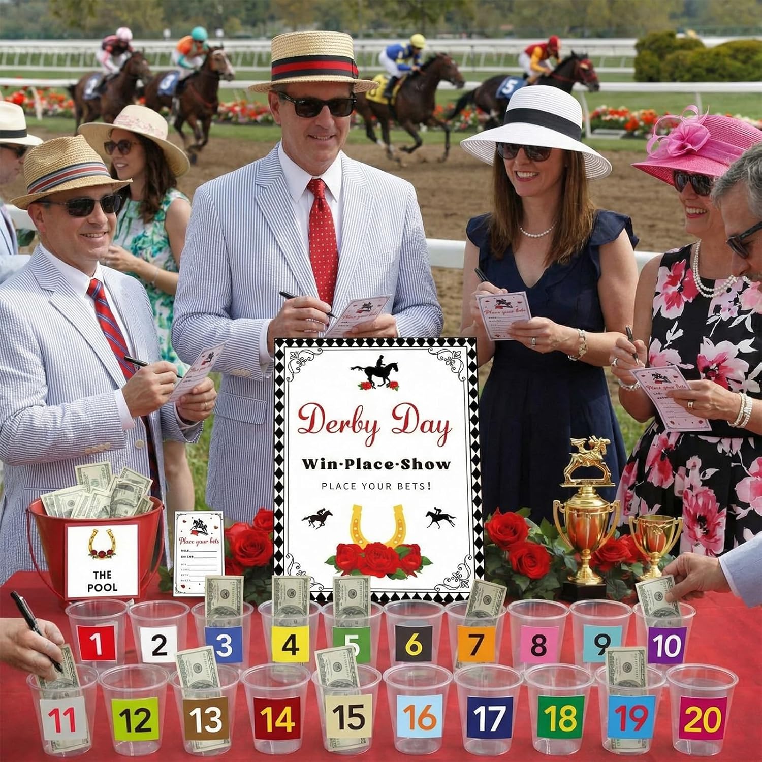 Willinglong Derby Betting Game Kit Horse Party Supplies for Guess Who Will the First on Horse Racing, Place Show Ticket Play Your Bets Card Derby Invitation Guessing Game Supplies
