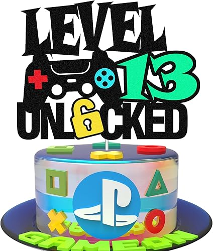 Miniatura 6 de Level 7th - Letrero desbloqueado para decoración de pastel de feliz 7 cumpleaños, decoración de pastel de nivel séptimo para controlador de