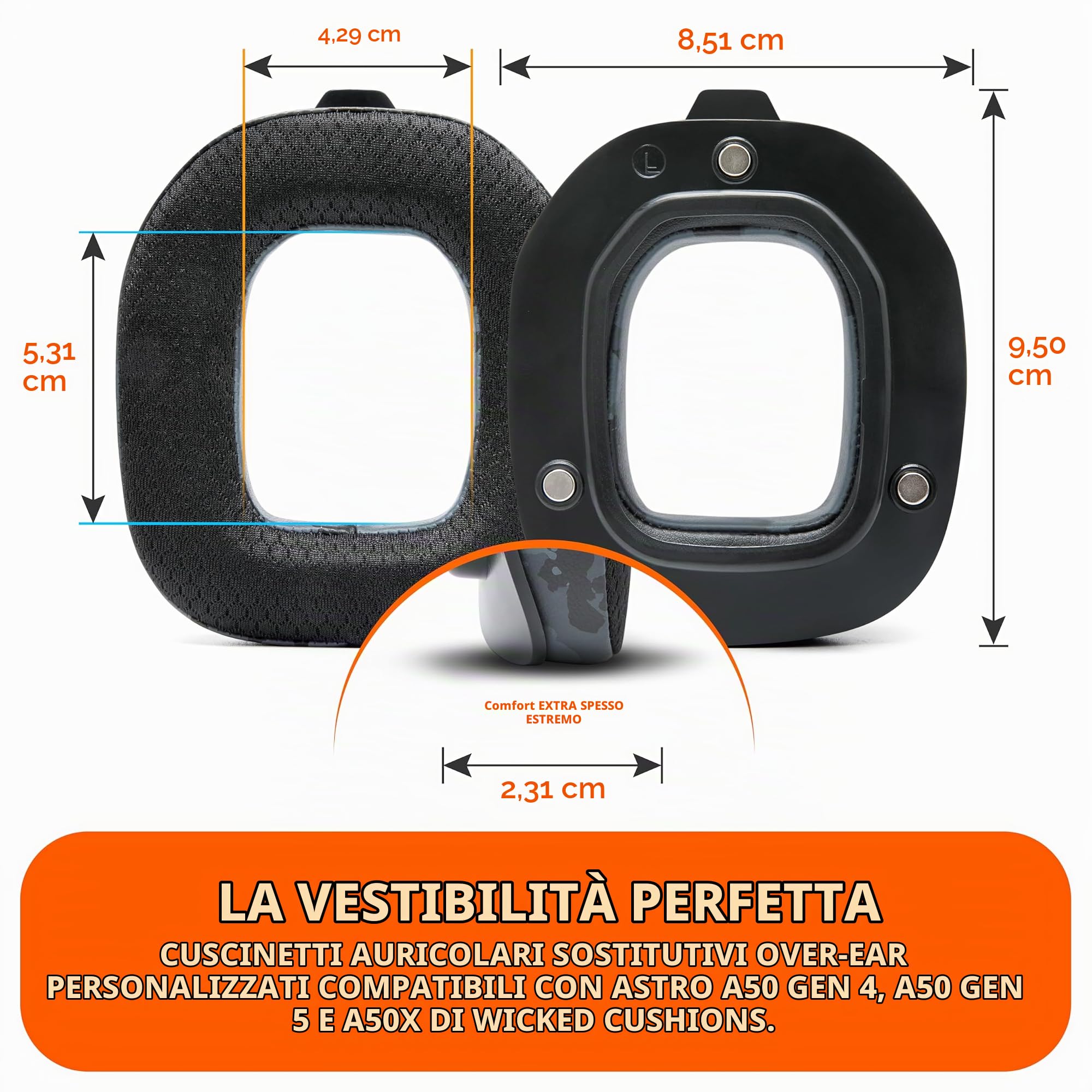 WC Mod Kit A50 - Cuscinetti auricolari in gel rinfrescante + fascia di ricambio per Astro A50 Gen 4, Gen 5 e A50X di Wicked Cushions | Comfort, raffreddamento e durata migliorati | Black Camo
