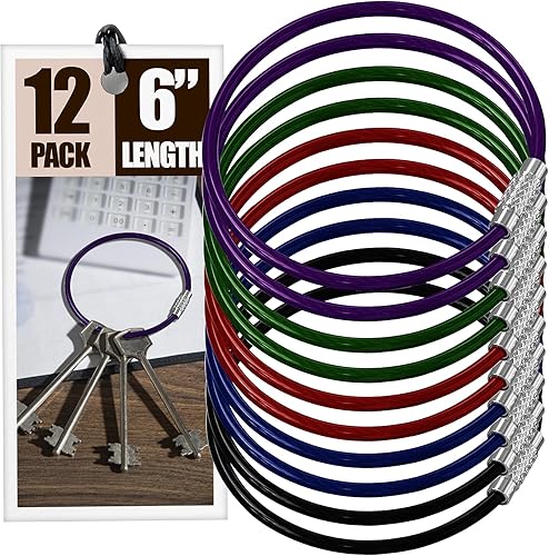 Llaveros de alambre de 6 pulgadas, anillos de bucle de cable de alambre de 0.079 in, llavero flexible con acero recubierto de plástico para llaves,