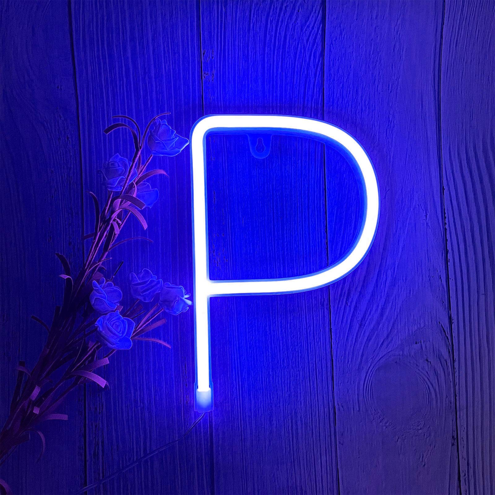Blue Neon Lights Words