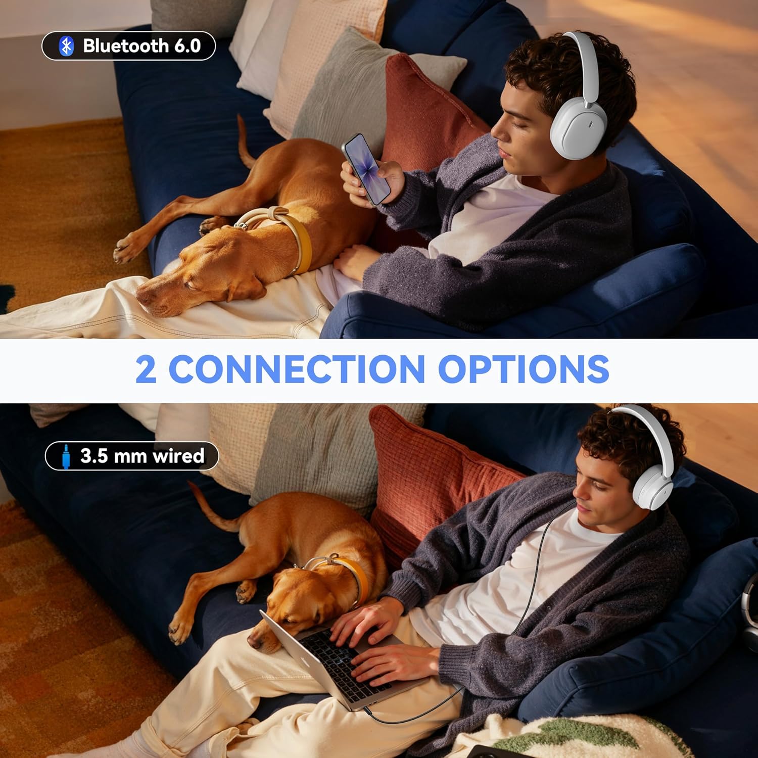 Pointcinco IM01 Hybrid Active Noise Cancelling Headphones, showing foldable design