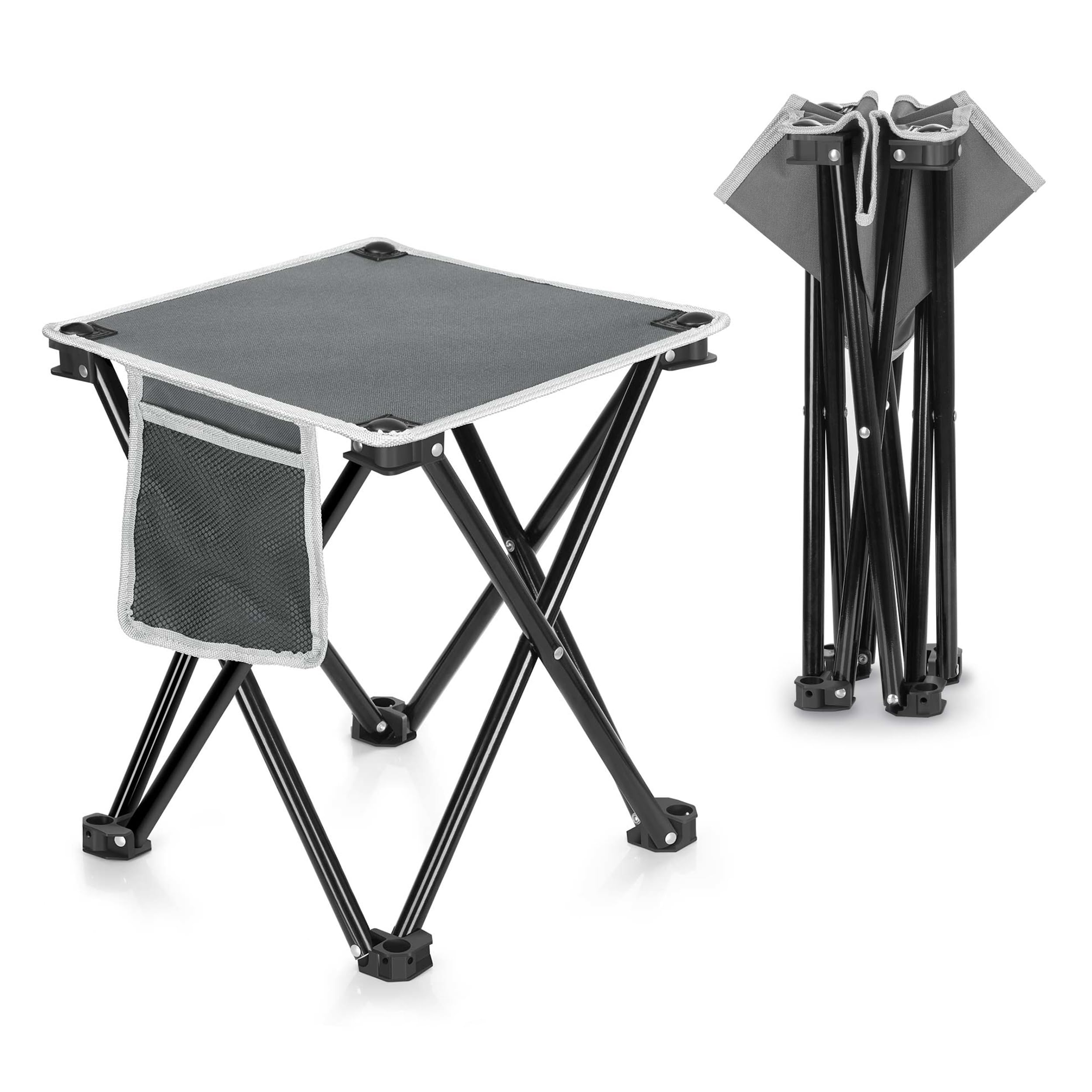 Triple Tree - Juego de 2 taburetes plegables para camping, 13.8 pulgadas, pequeño, portátil, ligero, con bolsillo lateral, taburete con bolsa de transporte para senderismo, pesca y playa,