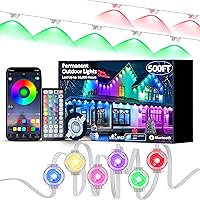 Vista 8 de Cadena de luces de 98 pies para exteriores permanentes, luces LED RGB multicolor para aleros con APP y control remoto, luces impermeables IP67