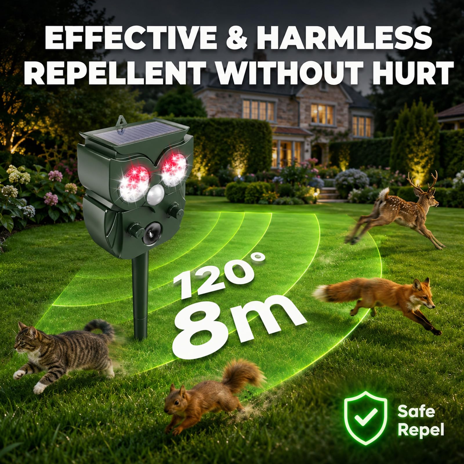 MQUPIN Répulsif pour chats pour jardins UK 5 modes