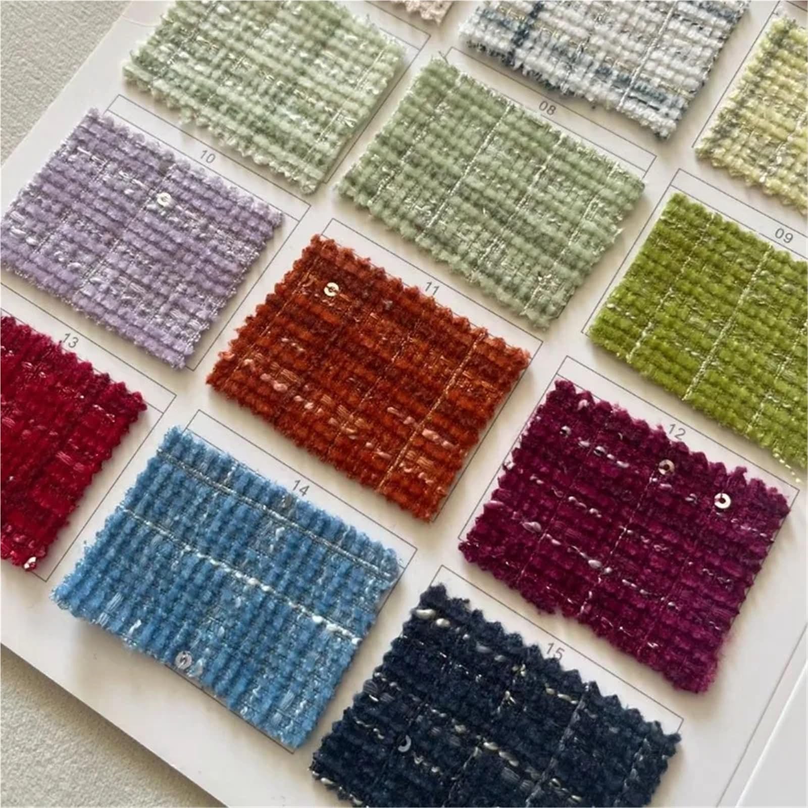 Tradycyjna tkanina tweedowa, Polyester Tweed Sequin Fabric For DIY Sewing Coat Skirt Vest Multicolor 100cmx148cm(Beige)