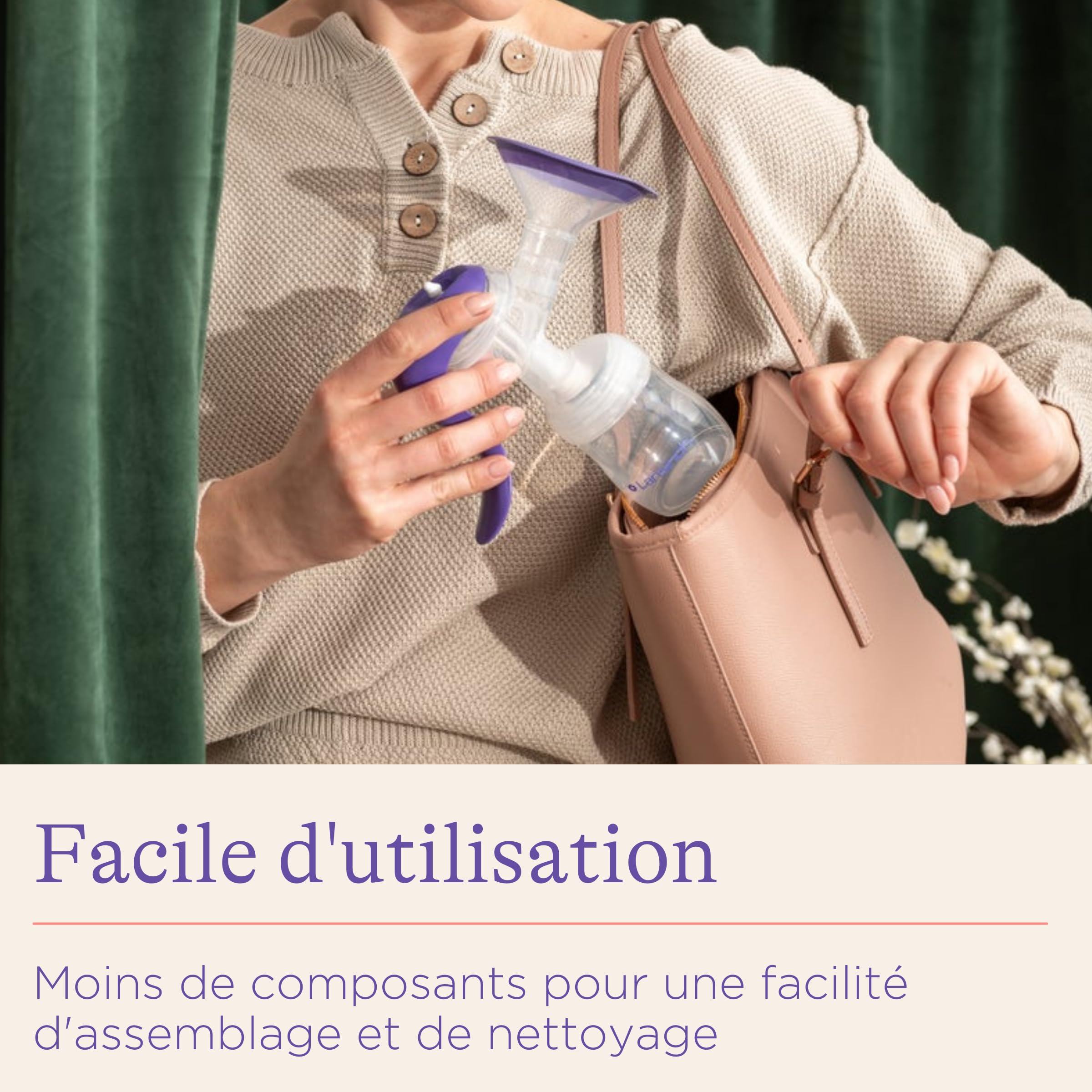 Lansinoh Tire-lait Manuel – Expression du Lait Maternel Sans Pile ni Branchement – Système Bi-Phase Stimulation & Expression – Téterelle ComfortFit – Léger, Discret, Utilisation à Une Main