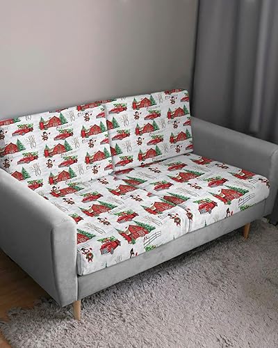 Miniatura 3 de Fundas de cojín para sofá de Navidad, funda elástica para sofá con parte inferior elástica, diseño de muñeco de nieve de invierno, copos de nieve,