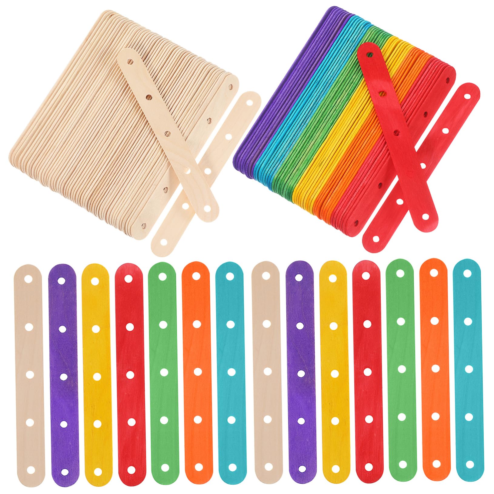 SHINEOFI 200piezas Palitos De Helado De Madera Coloridos Para Manualidades Con Agujeros Terminar Para Proyectos De Arte y Artesanía Paquete De Unidades y Adultos