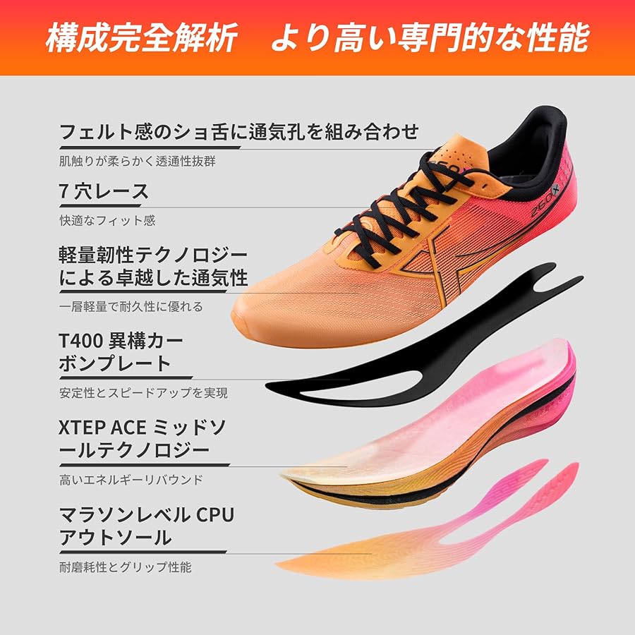 Amazon | [XTEP] スニーカー メンズ ランニングシューズメンズ 衝撃
