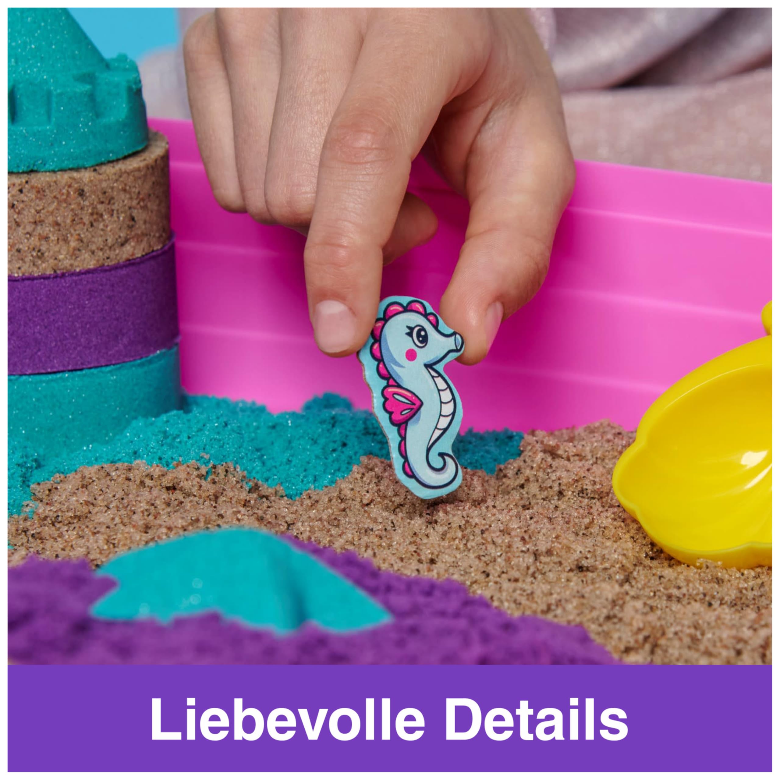 Kinetic Sand Meerjungfrauen Koffer - mit 907 g original kinetischem Sand aus Schweden, erfüllt alle gesetzlichen Anforderungen, mit 6 Förmchen für kreatives Indoor-Sandspiel, für Kinder ab 3 Jahren
