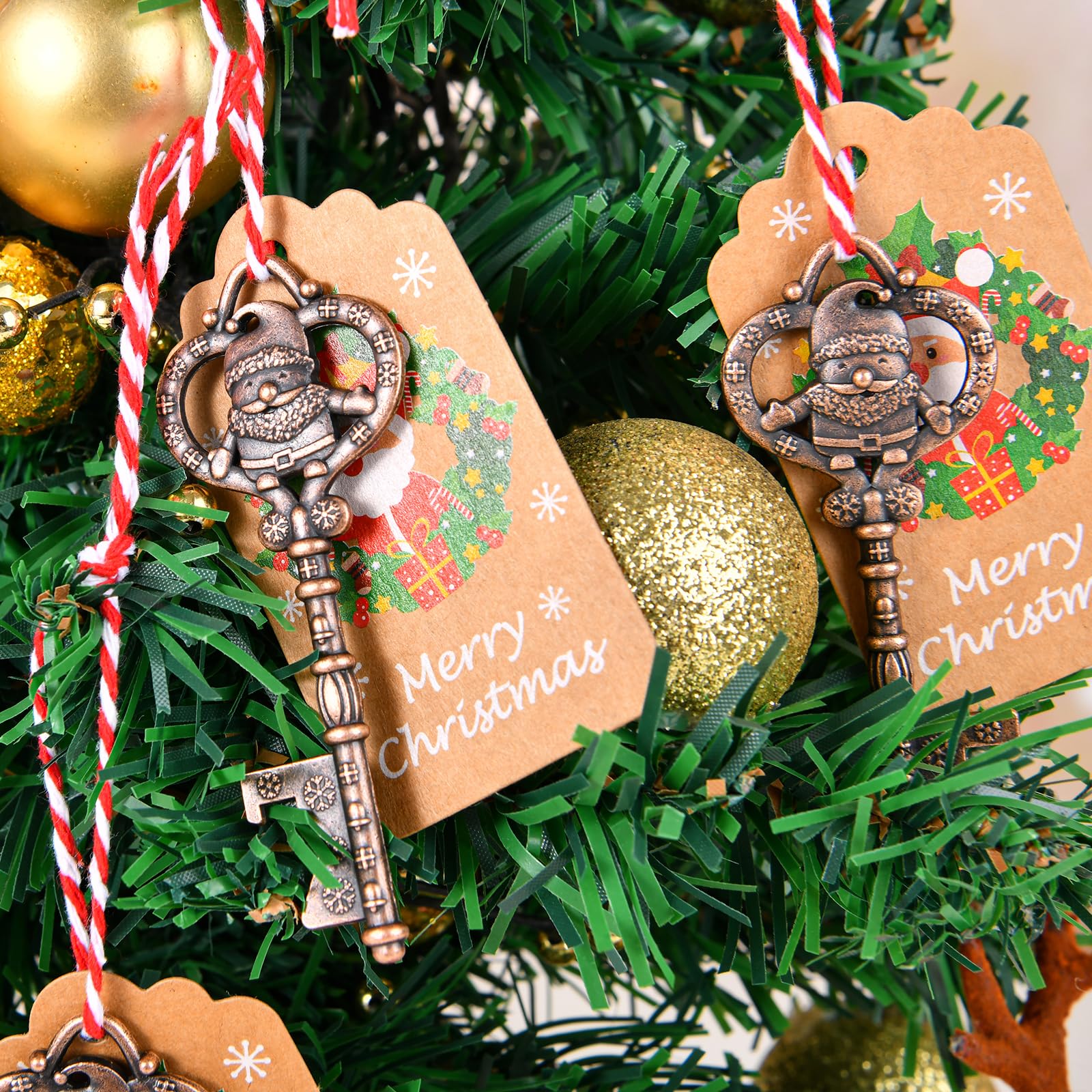 Set di 50 apribottiglie a forma di chiave per eventi a tema Babbo Natale, ideali per bomboniere, souvenir e regali per gli ospiti. Ogni apribottiglie è confezionato singolarmente
